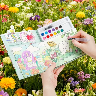 Sınır ötesi özel çocuk suluboya guaj grafiti yapışkan notlar boyama DIY boya suluboya boyama boyama seti. - 5