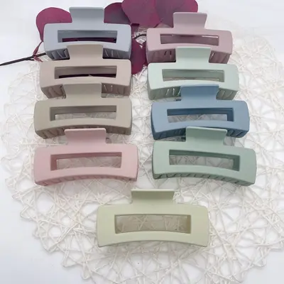 Combination claw clip rectangle square Korean style large size women simple and elegant back of head shark clip frosted hair claw clip - 12