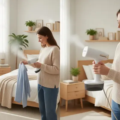 Handheld portable garment steamer, compact household