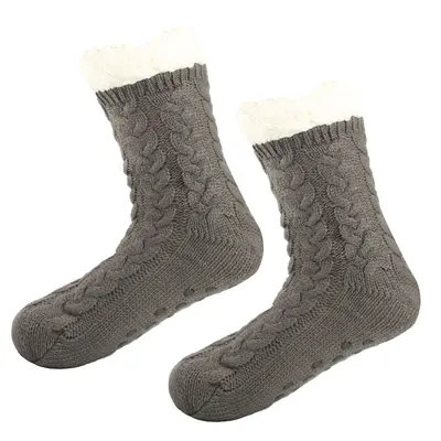 Thick Fleece-Lined Non-Slip Sleep Socks for Autumn and Winter - 8
