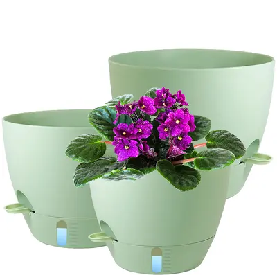 Self-Watering Plastic Planter with Visible Water Level for Balcony and Garden - 12