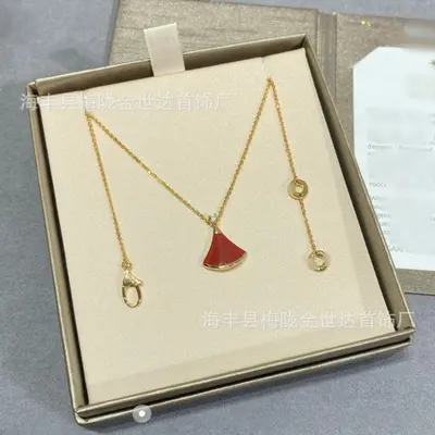 Fan kolye, sedef/akik, taşlı, 18K kaplama, lüks - 12