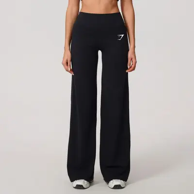 Wide-Leg Yoga Pants Soft Fleece High-Waisted