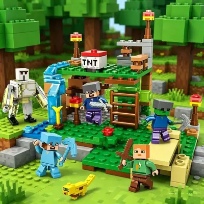 Minecraft Küçük Ağaç Evi Yapı Blokları Seti, Mekanizmalı Mağara, Çocuk Eğitici Oyuncak - 8