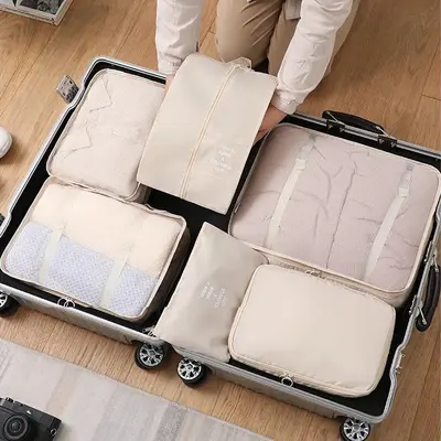 旅行收纳袋七件套整理打包袋大容量旅游行李箱手提衣物分装收纳包