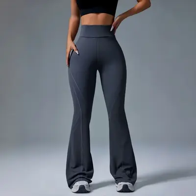 High-Waist Flare Yoga Pants for Women, Hip-Lifting Bare-Feel Sports Pants