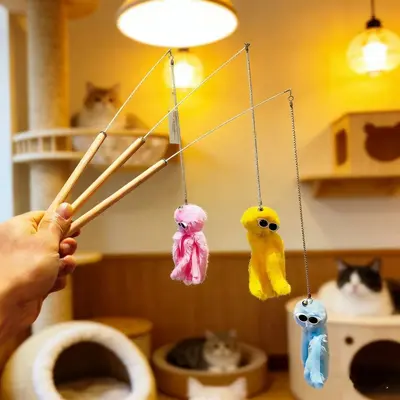 Octopus Cat Teaser Wand Toy with Bell - 3