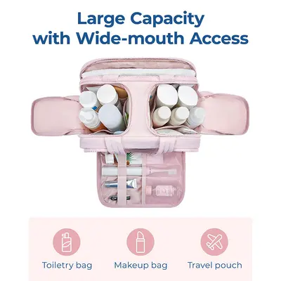Large-capacity portable cosmetic bag with wide opening - 4