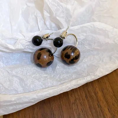 Gümüş iğne maillard geometrik küpe, vintage, hafif lüks - 12