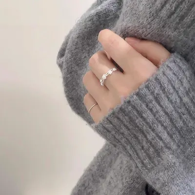 Double layer rattan flower ring, adjustable, Korean design - 5