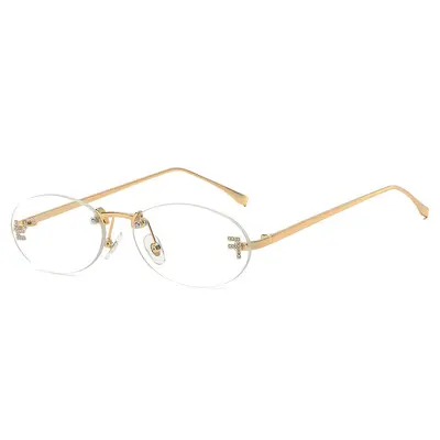 Oval Rhinestone Frameless Sunglasses for Women and Men - 10