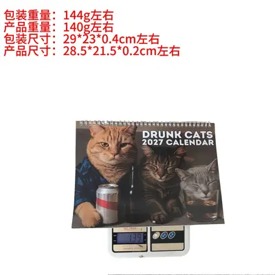 2027 Wall Calendar, Screaming Cat Theme, Monthly Planner - 13