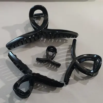Yüksek Kaliteli PC Parlak Tutacaklı Basit Saç Tokası Kadın Arka Kafa Topuz Saç Tutuşturucusu Büyük Boy Köpekbalığı Klipsi DIY Taban Klipsi - 4