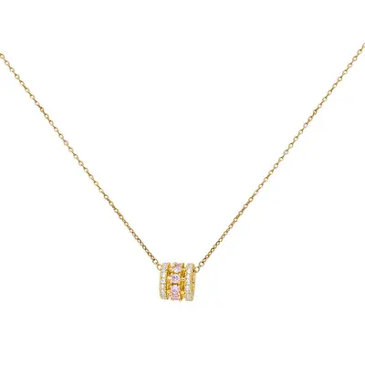 Micro-inlaid zirconia titanium steel necklace for women with lock chain - 6