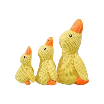 Squeaky Plush Yellow Duck Dog Toy for Small to Large Breeds
