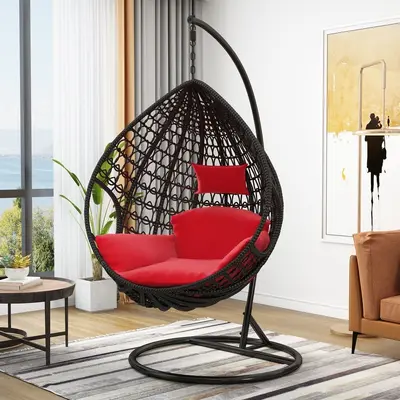 Rattan Hanging Basket Swing Chair for Balcony and Garden - 8