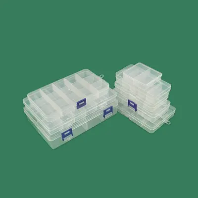 Bölmeli plastik masaüstü saklama kutusu 10 15 24 bölmeler şeffaf düğme olta takımı aksesuarları takı kozmetik ambalaj kutusu - 2