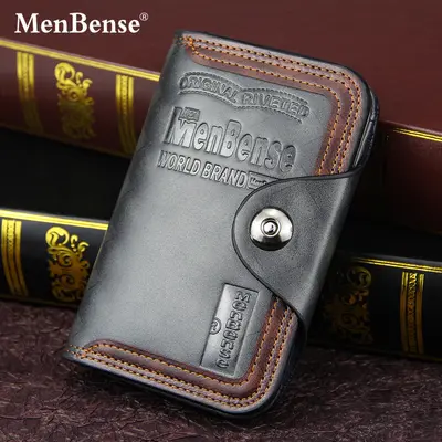 MenBense Short Men's Wallet Magnetic Clasp Tri-Fold Large Capacity - 2