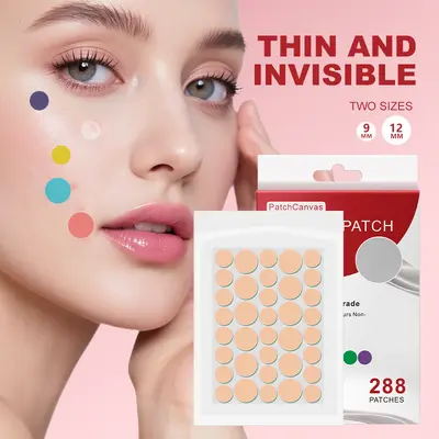 PatchCanvas痘痘贴盒装7色透明圆形痘痘贴纸SHOPEE现货厂家批发