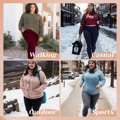 Fleece-Lined Plus Size Winter Yoga Pants, High Waist, Sizes 1XL-5XL