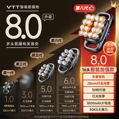 VTT多头8头筋膜枪新品跨境爆款肌肉按摩器充电款专业级筋膜枪工厂