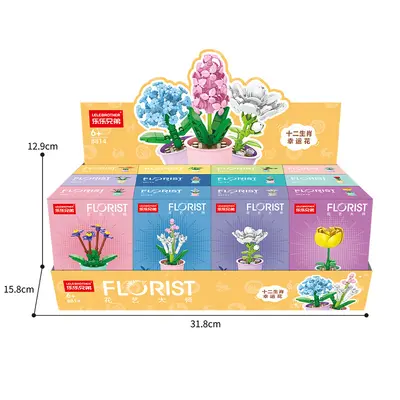 Twelve Zodiac Lucky Flower Small Building Block Set, Children's Day Gift