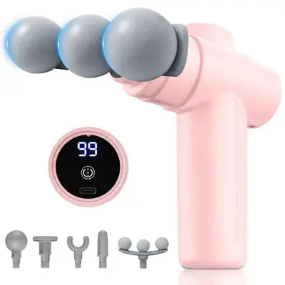 Mini Fascia Gun Multi-Head Electric Massager LCD Display - 9