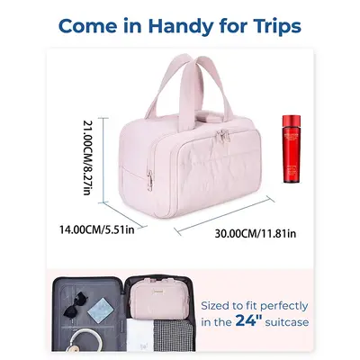 Large-capacity portable cosmetic bag with wide opening - 2