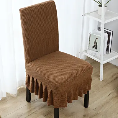 Thickened Corn Fleece Chair Slipcover Universal Elastic Full Cover Dining Chair Cover Hotel Home Ruffle Skirt Chair Cover Wholesale - 12