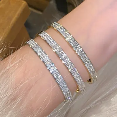Titanstahl-Armband mit Strass, vollständig besetzt, leicht - 3
