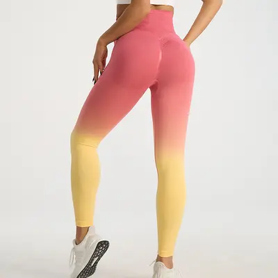 High-Waist Running Leggings with Butt-Lifting Effect, Gradient Yoga Pants - 11