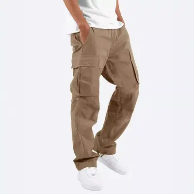 Men's Cargo Pants, Multi-Pocket, Drawstring Waist, Casual Trousers