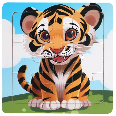 9 Parçalı Ahşap Hayvan Yapboz Eğitici Blok Oyuncak - 9