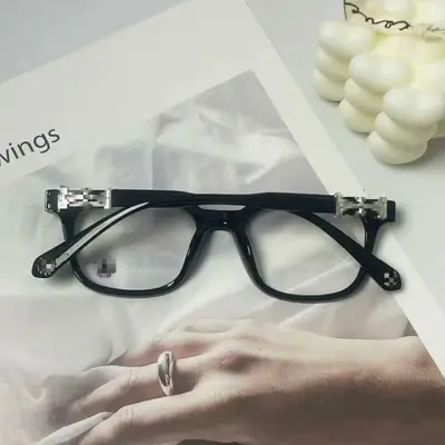 Ultraleichte Blaulichtschutzbrille ohne Stärke, Retro schwarzes Unisex-Brillengestell