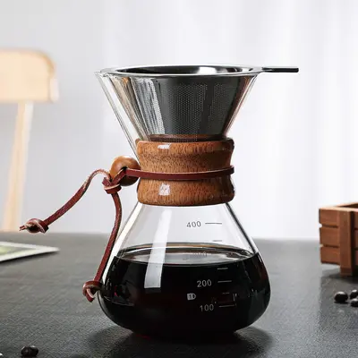 Glaskaffeekanne aus Borosilikatglas mit Filter, Teilkanne - 10
