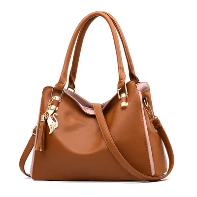 Soft Leather Women's Handbag, Large Capacity, Bucket Style - 10