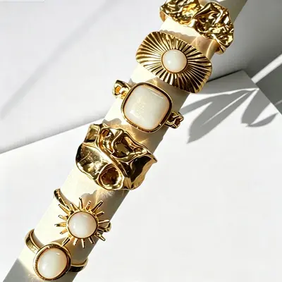 Hanzhishang Grenzüberschreitender Bestseller europäisch-amerikanischer Vintage-Boho-Stil stapelbarer Fingerschmuck Nischen-Design-Ring-Set für Damen - 11