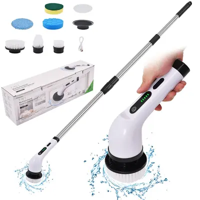9'u 1 Arada Ayarlanabilir Elektrikli Temizlik Fırçası, Banyo ve Cam
