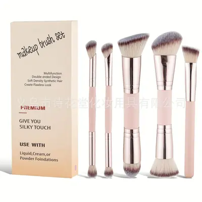 Double-Ended Foundation and Blush Brush Set, Soft Bristle Contour and Powder Brushes - 11