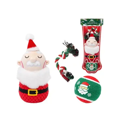 Cross-border New Arrival Christmas Pet Dog Toy Set, Squeaky Interactive Chew Ball Dog Toys, Best-Selling Wholesale