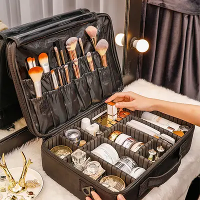 Portable Professional Makeup Bag, Large Capacity Tattoo Tool Kit with Dividers
