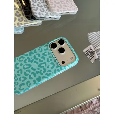 Korean-style INS full-screen solid color leopard print iPhone 16 Apple 15 compatible 17/18 Pro Max phone case drop-proof