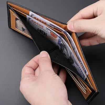 Carbon Fiber Men's Wallet with Zipper and Card Holder, Horizontal - 5