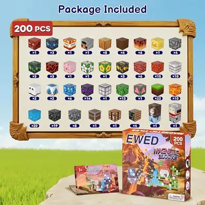 Magnetic Building Block Set, Children's Educational Magnetic Cube Toy - 10