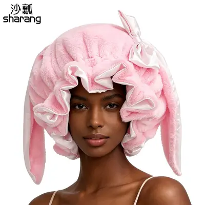 Double-Layer Bunny Ear Cap, Women's Hair-Protecting Satin Sleep Cap - 11