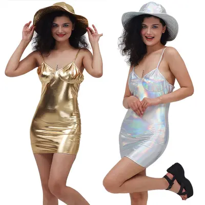Sexy Hüftrock mit Trägern und Metallic-Pailletten für Partys - 2