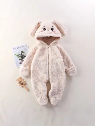 Bebek Ev Tulumu, Sonbahar ve Kış, Sevimli Panda Tavşan Ayı Desenli Peluş Tulum