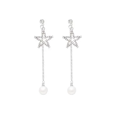 S925 Silbernadel elegante Diamant Quaste Blumen Ohrringe Damen erschwinglicher Luxus hochwertiger langer Ohrring beliebter Ohrring Herbst und Winter