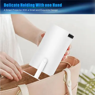 Best-selling HY300Pro projector, compact cylindrical design, portable for home use, high resolution 4K, bedroom wall projection, full screen 723 projection. - 5