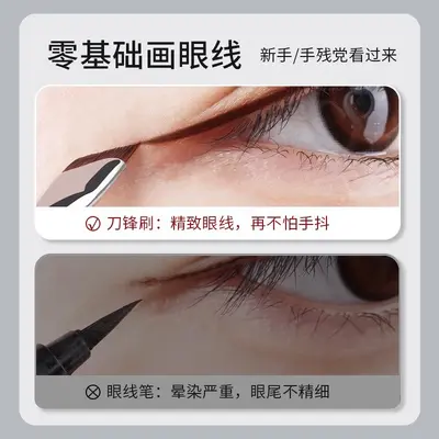 Flat Head Eyeliner Brush with Angled Eyebrow Brush, Precise Eye Makeup